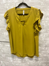 Load image into Gallery viewer, Victoria, Ruffle Sleeve V-Neck Woven Blouse - Plus