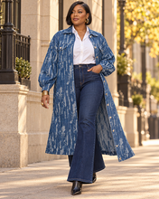 Load image into Gallery viewer, Long Oversized Denim Jacket Long Sleeve with pockets