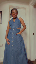 Load image into Gallery viewer, Denim Sleeveless Cut Out Button Front Dress