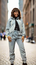 Load image into Gallery viewer, Acid Wash Fleece Cropped Zip-up Hoodie and Sweat Pant Set