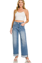 Load image into Gallery viewer, Zeni, Wide Leg Roll Cuff Denim Jeans
