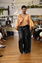 Load image into Gallery viewer, Noir, Wide Leg Faux Leather Pant with Pockets and Elastic Waist