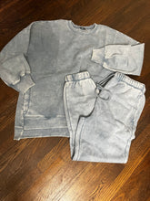 Load image into Gallery viewer, Acid Wash Fleece Hi-low Hem Pullover with Drawstring Pants Set, Plus