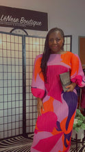 Load image into Gallery viewer, Colorful Puff Sleeve Pleated Maxi Dress