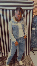 Load image into Gallery viewer, Hoodie Jacket and Barrel Pants Mix Media Denim and Sweat Set