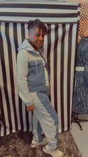 Load image into Gallery viewer, Hoodie Jacket and Barrel Pants Mix Media Denim and Sweat Set