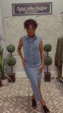 Load image into Gallery viewer, Kendal, Sleeveless Denim Cargo Midi Dress