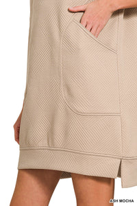 Textured Knit Jacquard Zip Front Tunic Sweatshirt