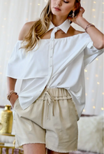 Load image into Gallery viewer, Martina, Off Shoulder Button Front Woven Blouse