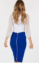 Load image into Gallery viewer, High Waisted Fitted Pencil Skirt with Back 2-way Zipper