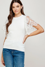 Load image into Gallery viewer, Canyon, Scalloped Lace Sleeve Sweater Knit Top