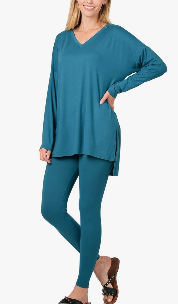 Ally, Legging and Long Sleeve Top Set, Sm-3X