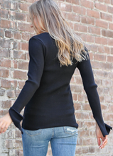 Load image into Gallery viewer, Long Sleeve Rib Chain Detail Cut Out Sweater
