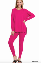Load image into Gallery viewer, Lounge Set, Legging and Long Sleeve Top Set, Magenta