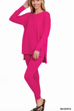 Load image into Gallery viewer, Lounge Set, Legging and Long Sleeve Top Set, Magenta