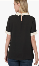 Load image into Gallery viewer, Woven Contrast Collar Short Sleeve Blouse