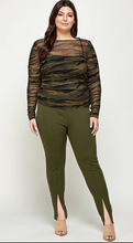 Load image into Gallery viewer, Camo Mesh Hi-Low Tunic Sheer Plus Size Top