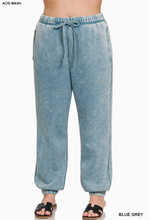 Load image into Gallery viewer, Acid Wash Fleece Hi-low Hem Pullover with Drawstring Pants Set, Plus