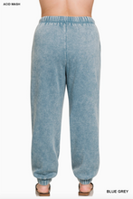 Load image into Gallery viewer, Acid Wash Fleece Hi-low Hem Pullover with Drawstring Pants Set, Plus