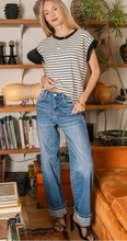 Load image into Gallery viewer, Zeni, Wide Leg Roll Cuff Denim Jeans