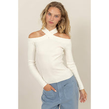 Load image into Gallery viewer, Ribbed Knit Halter Off the Shoulder Sweater