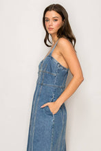 Load image into Gallery viewer, Zip Front Sweet Heart Neck Denim Dress