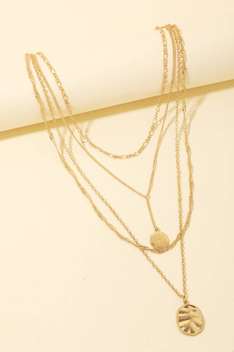 Double Disc Charm Layered Chain Necklace