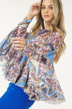 Load image into Gallery viewer, Orchid, Chiffon Ruffle Woven Poncho Top