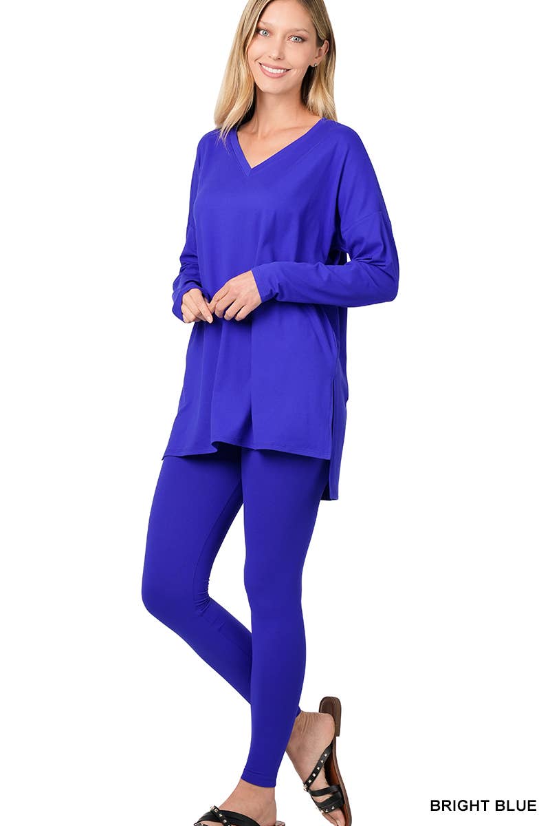 Bright Blue, Brushed Dty Microfiber Loungewear Set Small - 3X