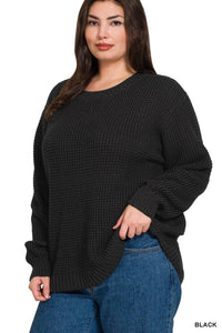 Crew Neck Round Hem Sweater