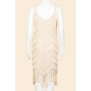 Aurora, V-Neck Crochet Fringe Cover Up Dress