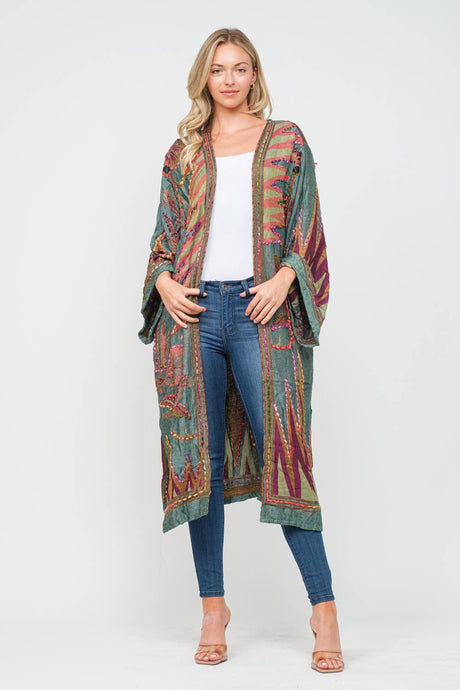 Meghan, Long Cardigan Thick Stitch Hunter Duster w/ Pockets