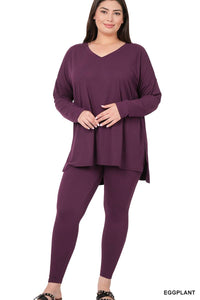 Ally, Legging and Long Sleeve Top Set, Sm-3X