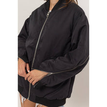 Load image into Gallery viewer, Puffer Bomber Jacket with Sleeve Zipper Detail