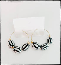 Load image into Gallery viewer, Black &amp; White Glass Hoop Bead Dangle Earring Watermelon Bead
