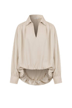 Load image into Gallery viewer, Woven Bubble High Low Long Sleeve Collar Shirt