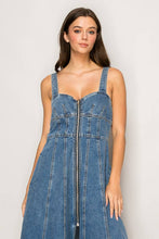 Load image into Gallery viewer, Zip Front Sweet Heart Neck Denim Dress