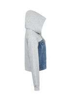 Load image into Gallery viewer, Hoodie Jacket and Barrel Pants Mix Media Denim and Sweat Set
