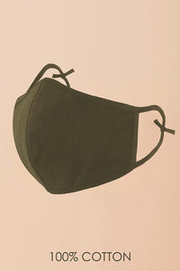 Olive Adjustable Cotton Jersey Face Mask