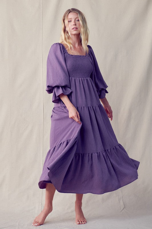 purple 3 4 sleeve dress Elegant Vintage Purple V-neck 3/4 Sleeve Lace A-line Evening Gown JT13