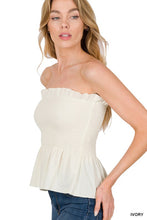 Load image into Gallery viewer, Sandy,  Woven Smocked Tube Top w/ Ruffle Peplum