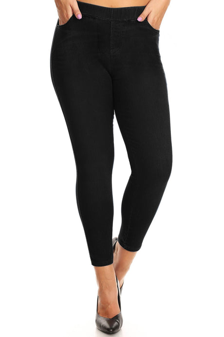 Durban, Pull On Black Skinny Jeans with Pockets Small-3X