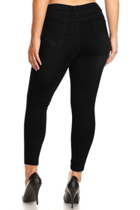 Durban, Pull On Black Skinny Jeans with Pockets Small-3X