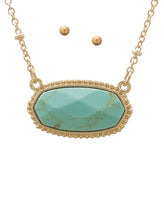 Load image into Gallery viewer, Natural stone gold tone necklace et