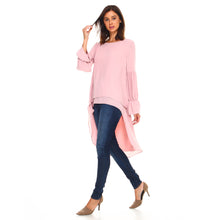 Load image into Gallery viewer, Wilma, Long Sleeve Woven HI Low Tunic Top