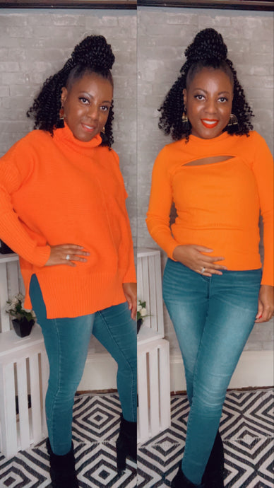 Spirit, Long Sleeve Orange Sweaters