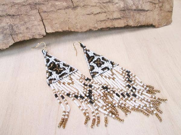 Animal Print Fringe Earrings