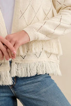 Load image into Gallery viewer, Ash, Open Front Sweater Cardigan With Fringe Detail