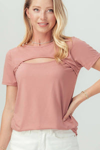 Short Sleeve Cut Out Knit Top