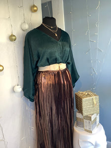 Holiday Metallic Pleated Midi Skirt - Sm -3X